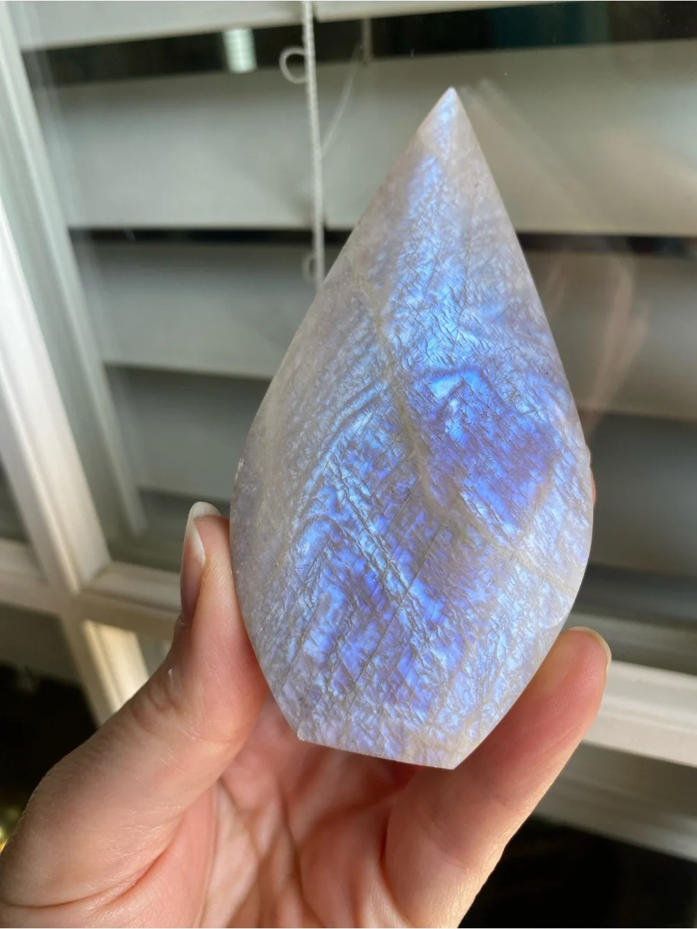 🌙💙 4” Blue Flash Moonstone Teardrop — A TRUE STATEMENT PIECE! 💙🌙